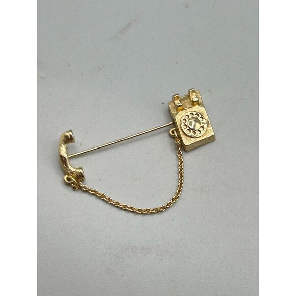 Vintage Avon Rotary Phone Stick Pin Gold Tone Iconic Classic Popular Design - Picture 2 of 4